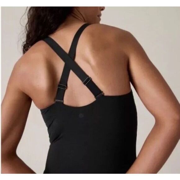 Athleta Square Neck V 1-Piece Swimsuit Underwire Bra Sz 38 D/DD Black XLarge - Picture 13 of 14